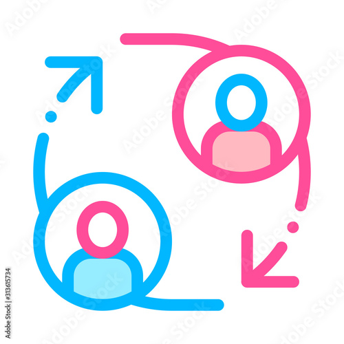 Volunteers Support Person Vector Thin Line Icon. Volunteers Support, Help Charitable Organizations Linear Pictogram. , People Silhouette Blood Donor, Humanitarian Aid Illustration