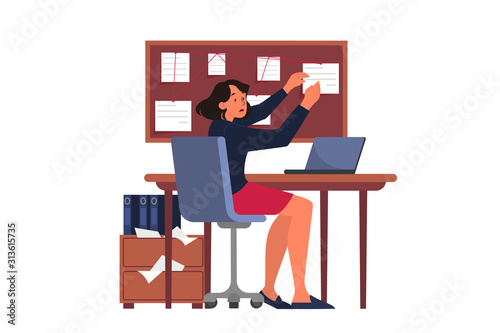 Exhausted businesswoman sitting in the office. Deadline concept.