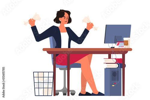 Stress at work and deadline concept. Idea of many work