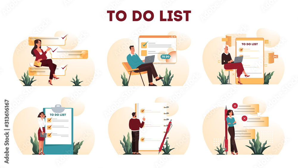 Businesspeople with a long to do list. Big task document. - obrazy, fototapety, plakaty 