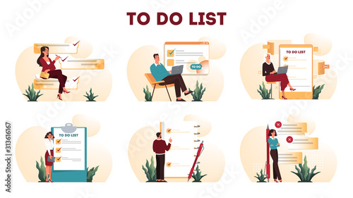 Businesspeople with a long to do list. Big task document.