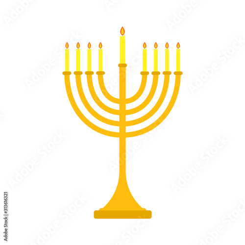 Menorah icon. Flat illustration of menorah vector icon for web design