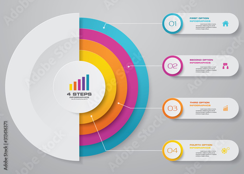 4 steps cycle chart infographics elements for data presentation. EPS 10.