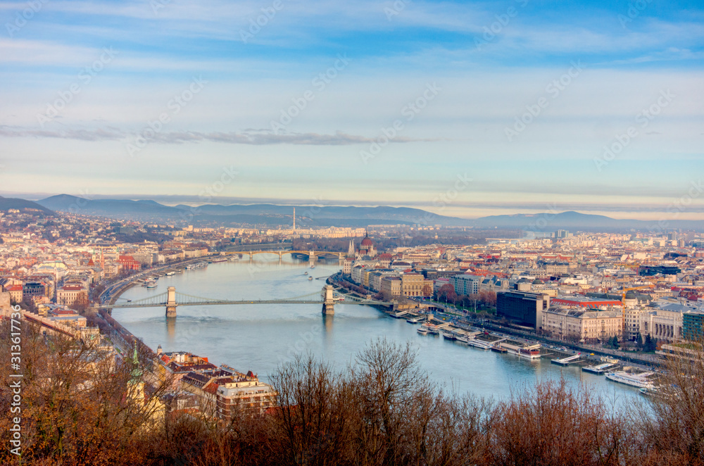 The Danube river crossing Budapest
