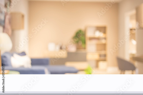 Abstract blur living room interior for background.