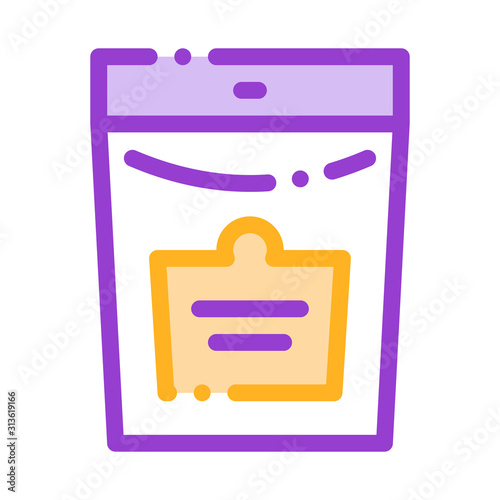 Bio Supplements Package Vector Thin Line Icon. Balancers Muscle Sportsman Nutrition Package With Label Linear Pictogram. Dietary Protein Ingredient, Bar Bodybuilding Illustration