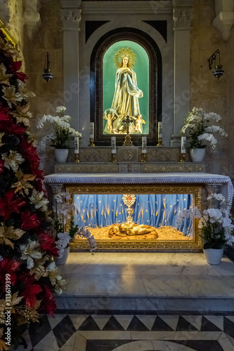 The interior of the Chapel of Saint Catherine in Bethlehem in Palestine photo