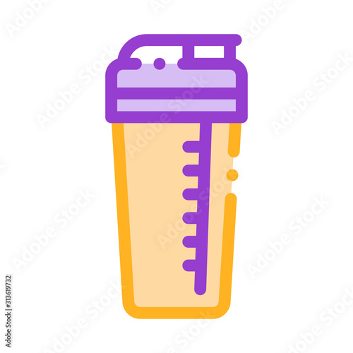 Sport Cup Equipment Shaker Vector Thin Line Icon. Bio Balancers Muscle Sportsman Nutrition Plastic Shaker Linear Pictogram. Dietary Protein Ingredient, Bar Bodybuilding Illustration