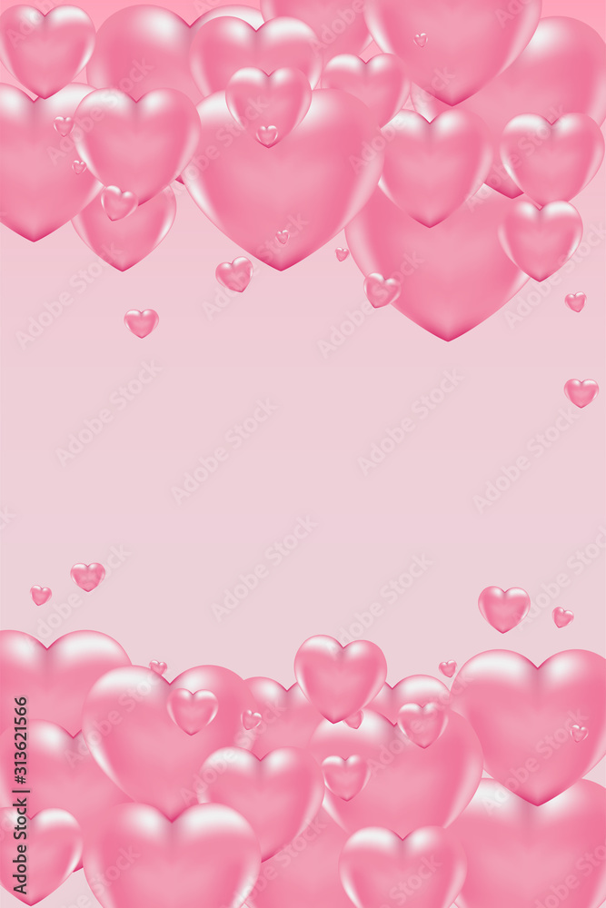 3d vector saint valentine s day pink heart on light background. Poster and invitation