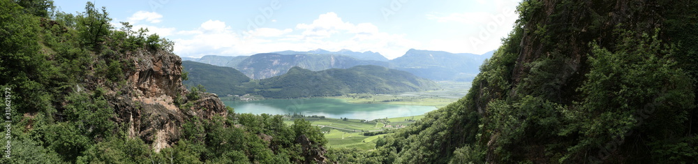 Panorama picture of Lake Kaltern taken from above