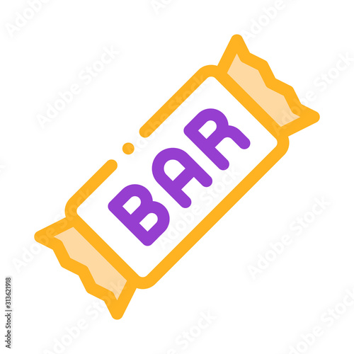 Package Bar Energy Food Vector Thin Line Icon. Energy Vitamin Health Sportsman Snack In Pack Linear Pictogram. Dietary Protein Ingredient, Iso, Bodybuilding Illustration