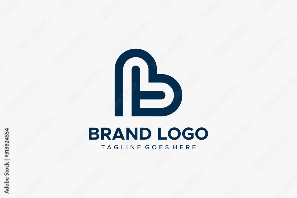 Abstract Letter T and B Linked Logo. Flat Vector Logo Design Template Element