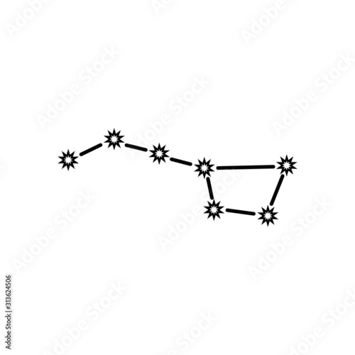 Constellation Great Bear Ursa Major, Line Icon Vector On White Background
