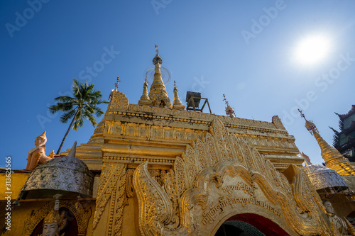 Beautiful detail of Kyaik Hwaw Wun Pagoda in Thanlyin,Myanmar. photo