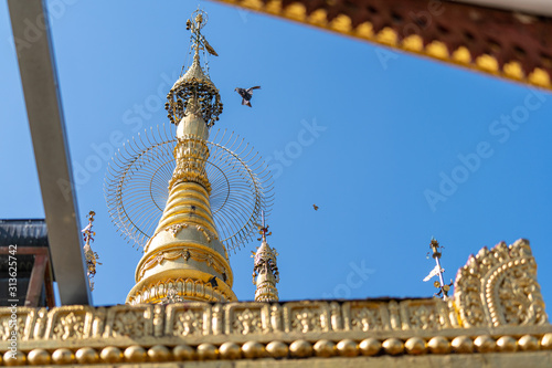 Beautiful detail of Kyaik Hwaw Wun Pagoda in Thanlyin,Myanmar. photo