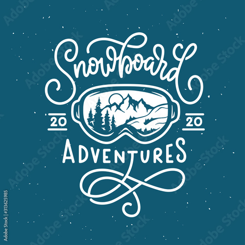 Snowboarding t-shirt design. Vector vintage illustration.