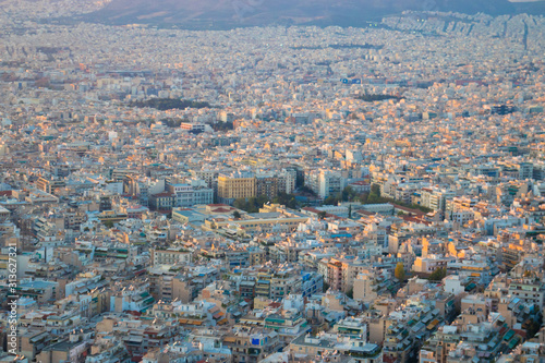City view from aerial view with buildings in Athens Greece