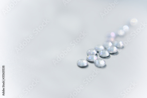 isolated crystals on the plain background with the side light