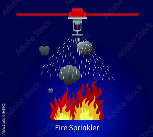 fire sprinkler, safety, vector design icon