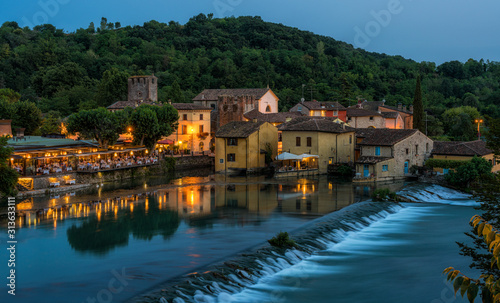The beautiful village of Borghetto in the evening, near Valeggio sul Mincio. Province of Verona, Veneto, Italy