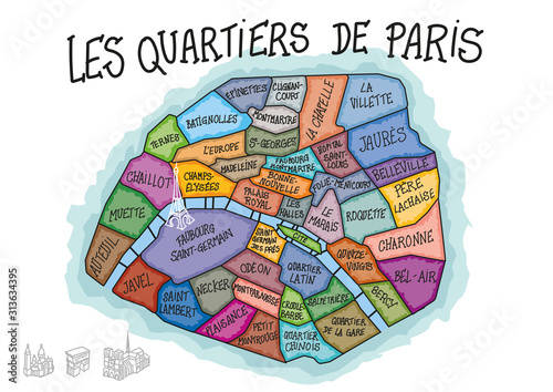 QUATIERS-DE-PARIS TOURISTIQUE - Vecteur avec calques
