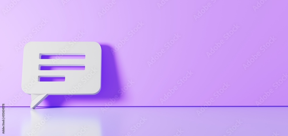3D rendering of white symbol of multimedia icon leaning on color wall with floor reflection with empty space on right side 3D rendering of white symbol of multimedia icon leaning on color wall with floor reflection with empty space on right side