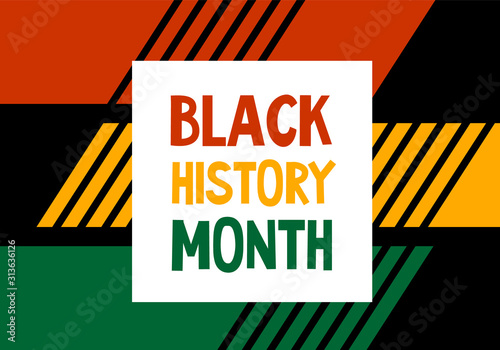 Black history month celebration vector banner. Art with abstract ethnic African patterns. African-American History Month illustration for social media, card, poster.