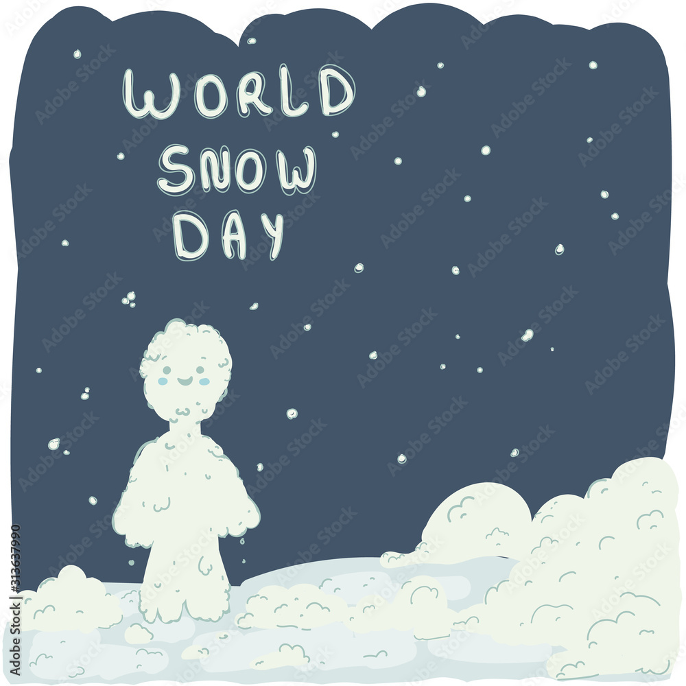 happy imagine world snow day in winter night