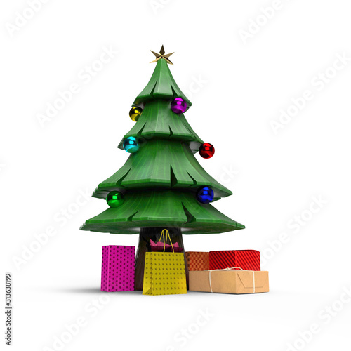 Christmass tree and and gift boxes