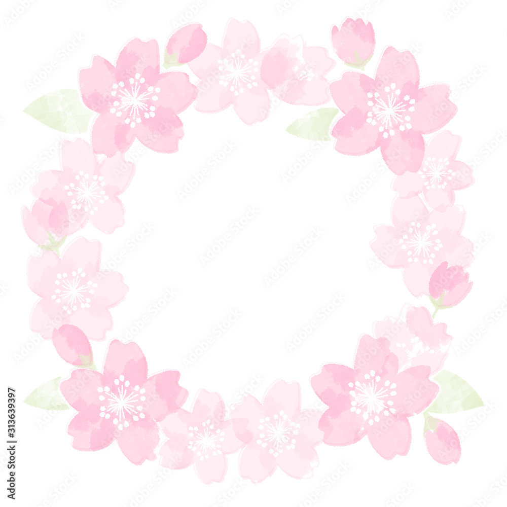 桜のフレーム 水彩イラスト
