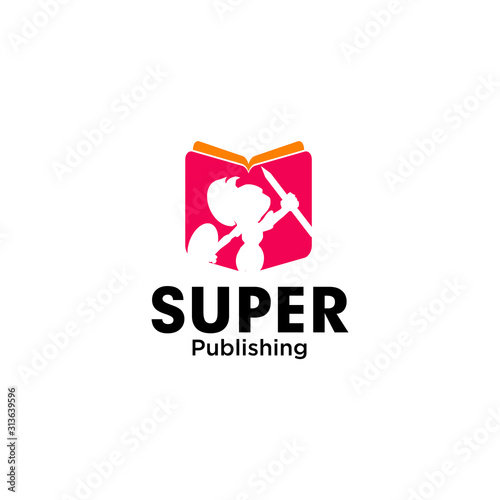Book publishing for woman logo design vector template