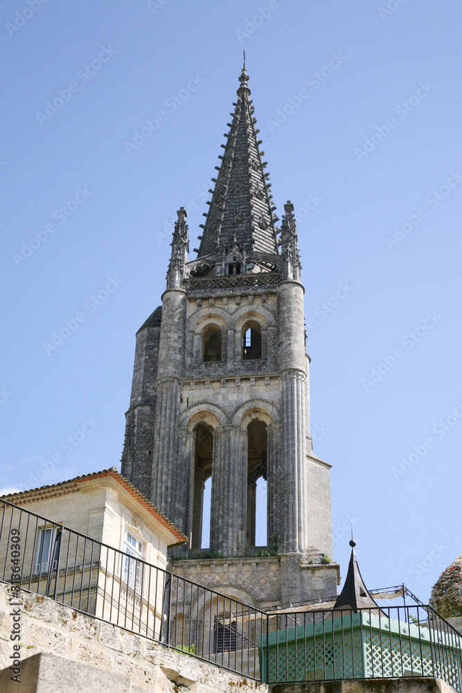 Saint-Emilion Monolithic Church street view france