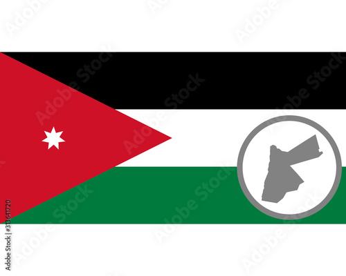 Fahne und Landkarte von Jordanien