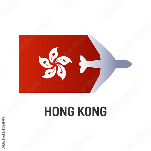 Flag of Hong Kong color line icon. Airline network. International flights. Popular tourist destination. Pictogram for web page, mobile app, promo. UI UX GUI design element. Editable stroke.