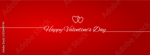 Valentine's day banner template with two hearts