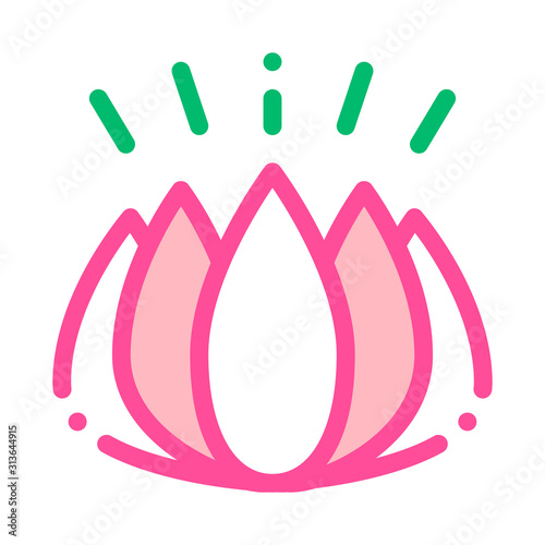 Cosmetic Ingredient Flower Vector Thin Line Icon. Organic Cosmetic, Natural Component Lotus Linear Pictogram. Eco-friendly, Cruelty-free Product, Molecular Analysis Contour Illustration