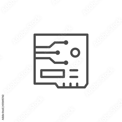 Circuit board line outline icon