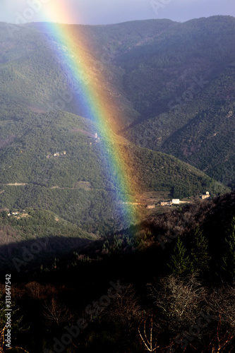 rainbow in the mountains in the Cevennes and the French department of Lozere