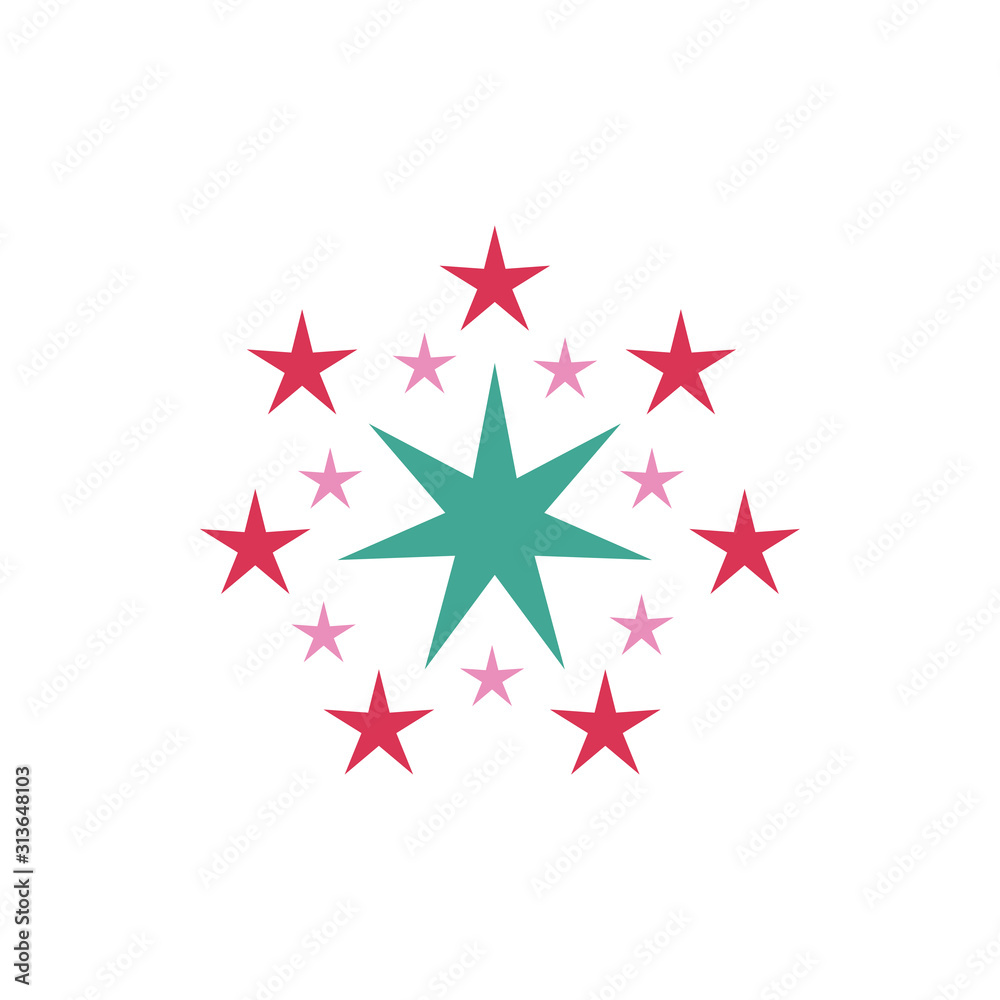 Fototapeta premium fireworks explosion circular splash with stars