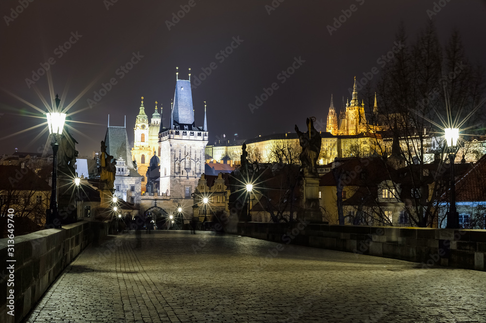 Fototapeta premium prague charles bridge at night