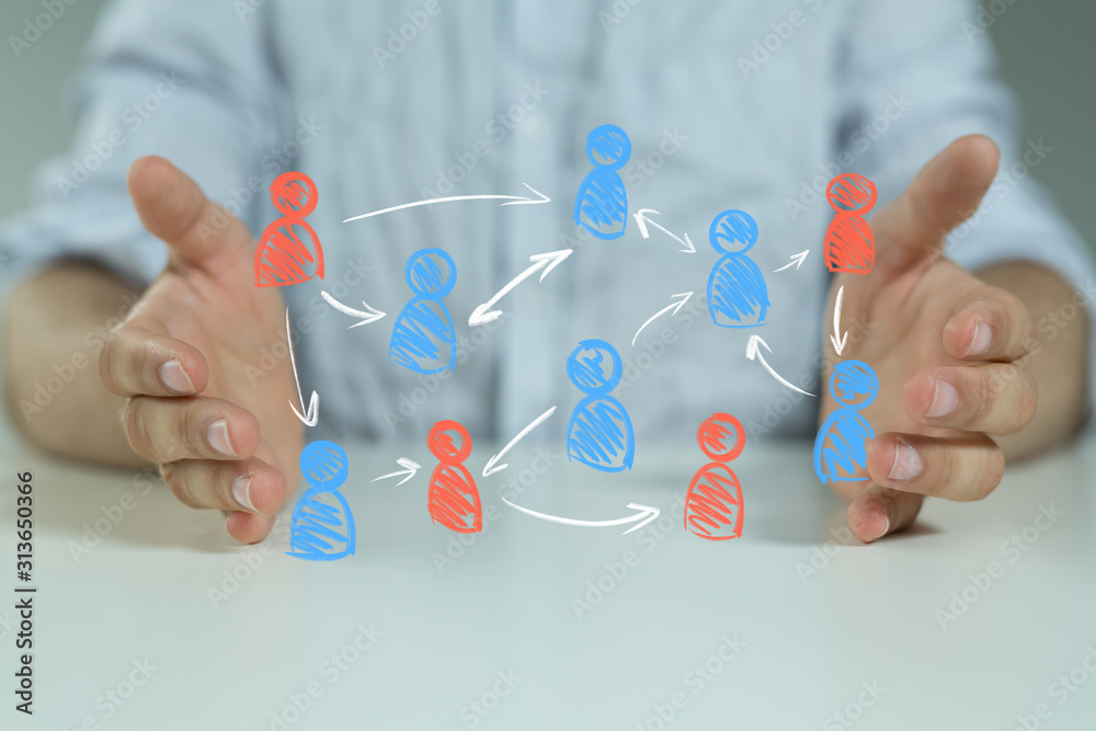 Social Networking illustration team group Social Networking illustration team group
