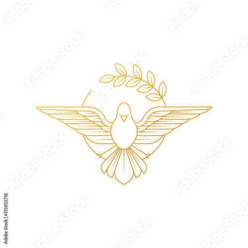 Dove Of Peace. Illustration of flying Dove holding an olive branch symbolizing peace on earth.