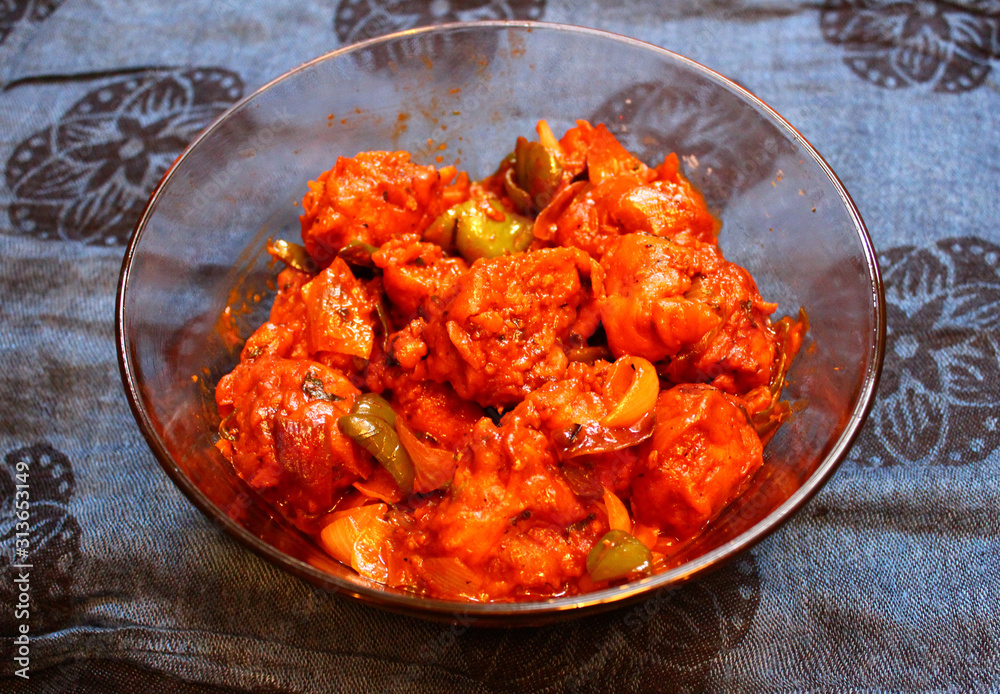 Chili chicken boneless in a bowl Chili chicken boneless in a bowl