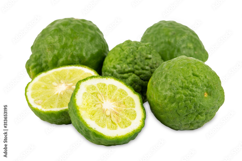 Kaffir lime isolated on white background