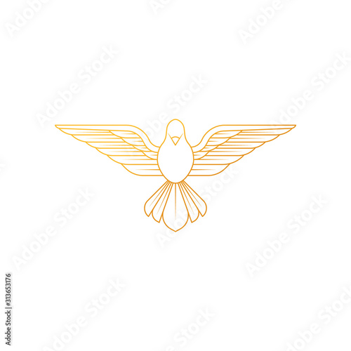 Dove logo icon Vector. Abstract Flying dove logo elegant silhouette design vector Line art style.
