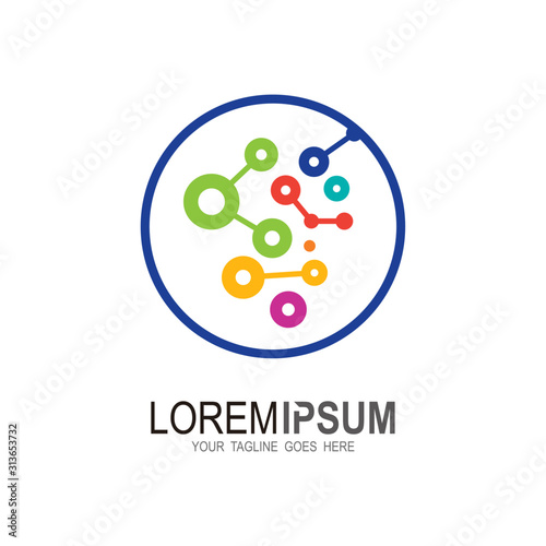 Technology logo design template, DNA logo, Atom logo template