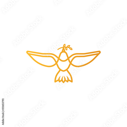 Dove logo icon Vector. Abstract Flying dove logo elegant silhouette design vector Line art style.