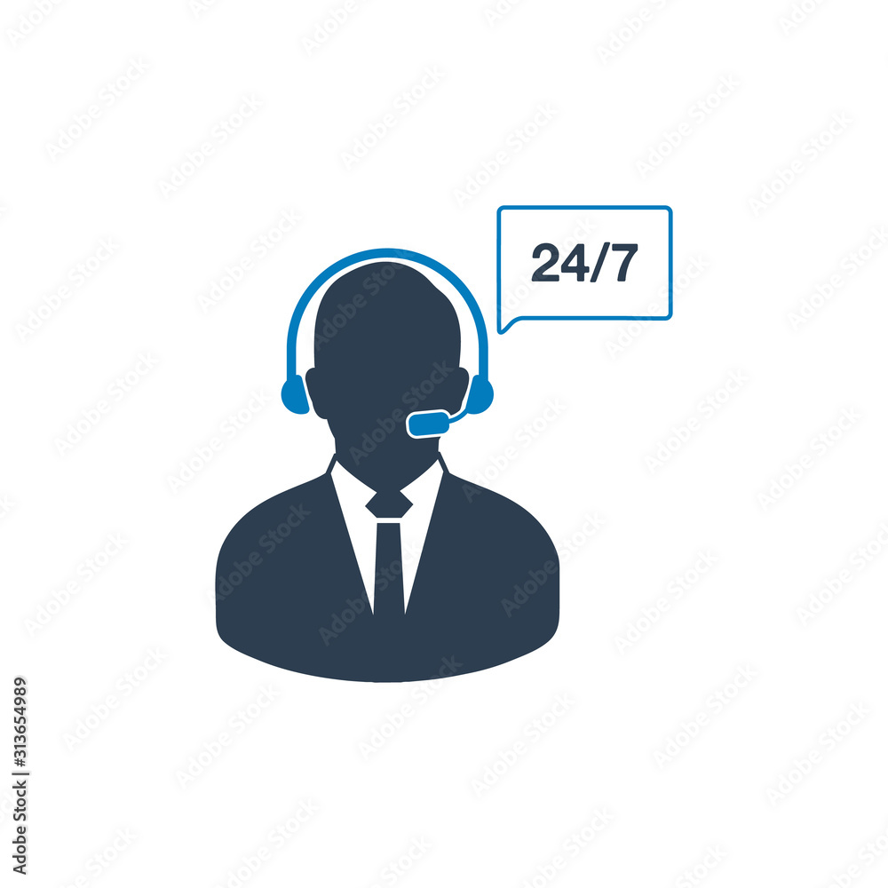 24/7 Customer Service Icon. Flat style vector EPS. 24/7 Customer Service Icon. Flat style vector EPS.