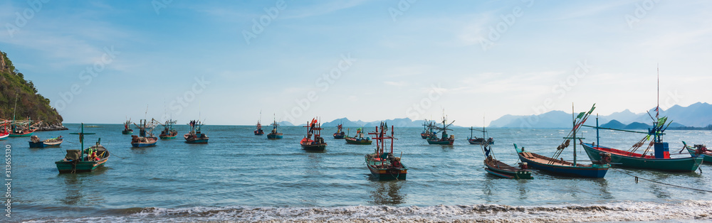 Fisherman boats on the beach.