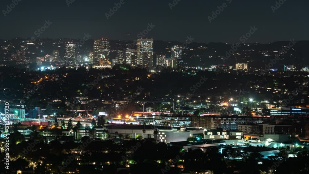 Los Angeles Century City And Beverly Hills From Culver City Night Time Lapse Los Angeles Century City And Beverly Hills From Culver City Night Time Lapse